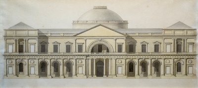 Diseño de competencia para el edificio Royal Exchange en Dublín, c.1769 (pluma y tinta con lavado de color sobre papel) de Thomas Sandby